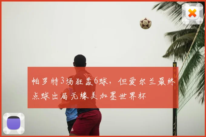 帕罗特3场狂轰6球，但爱尔兰最终点球出局无缘美加墨世界杯